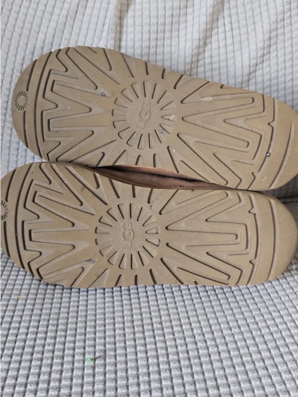 UGG Brown Suede Slip-On Shearling Lined Slippers - Picture 9 of 12
